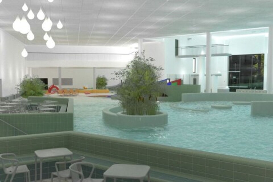 This is what the bath landscape with family pool will look like.