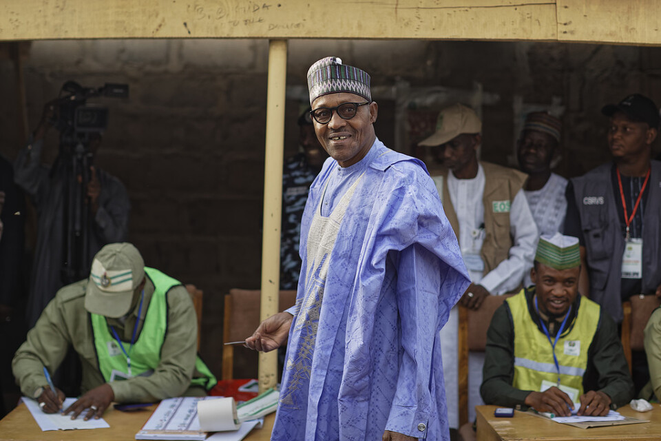 Muhammadu Buhari lägger sin röst i valet för tre månader sedan. Arkivbild