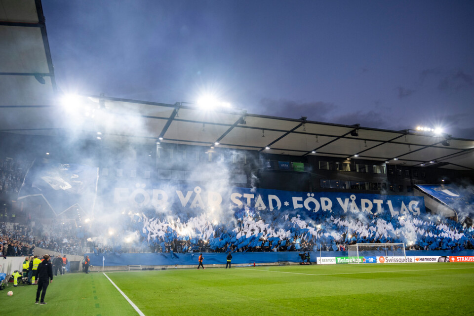 Malmö FF-supportrar under torsdagens Europa League-möte med Union Berlin.