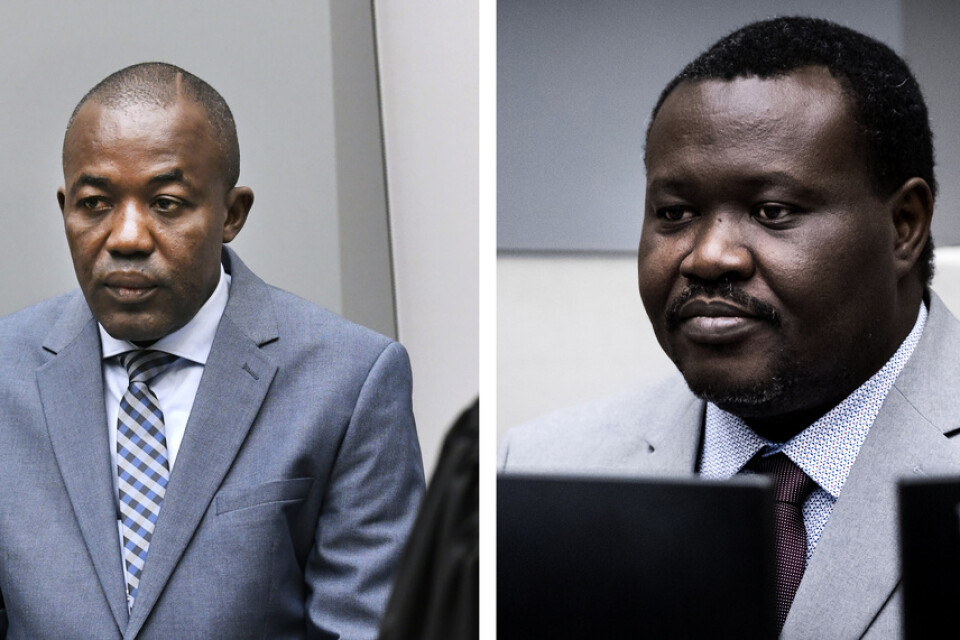 Internationella brottmålsdomstolen kommer att ställa Alfred Yekatom (till vänster) och Patrice-Edouard Ngaïssona inför rätta för misstänkta krigsbrott och brott mot mänskligheten i Centralafrikanska republiken. Arkivbild.