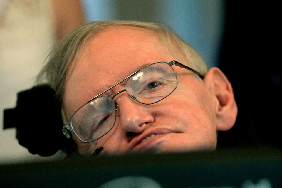 Stephen Hawking besökte KTH i Stockholm 2015 i samband med konferensen Hawking Radiation Conference. Hawking höll då en uppmärksammad föreläsning om svarta hål. Arkivbild.