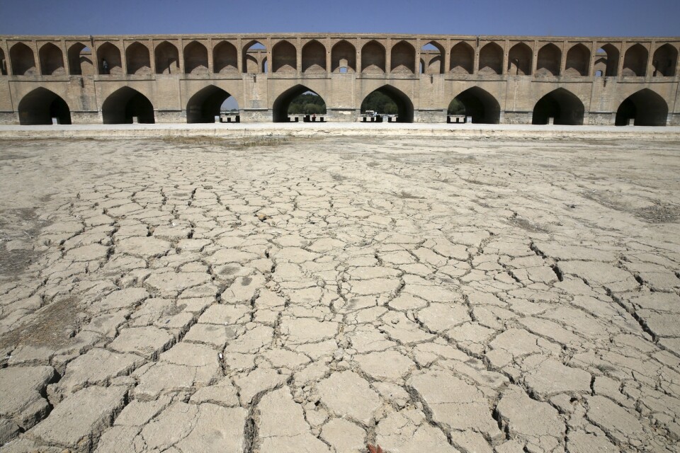 Den uttorkade flodbädden i Isfahan. Arkivbild.