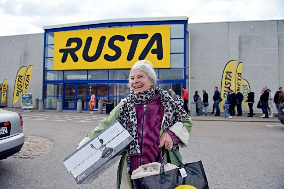 Rusta finns sedan tidigare i Lyckeby. Margareta Rosenqvist shoppade loss vid nyöppningen 2014.