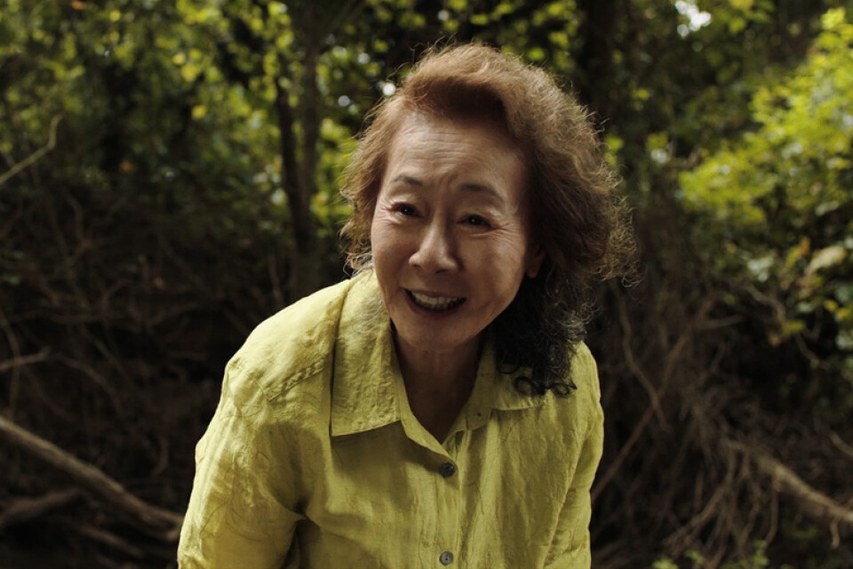 Yuh-Jung Youn spelar farmor Soonja som odlar örten minari i skogen i Arkansas. Pressbild.