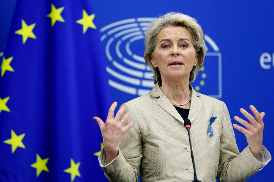 EU-kommissionens ordförande Ursula von der Leyen besökte Ungern sent i måndags för att trycka på om förslaget till ytterligare sanktioner mot Ryssland. Arkivfoto.