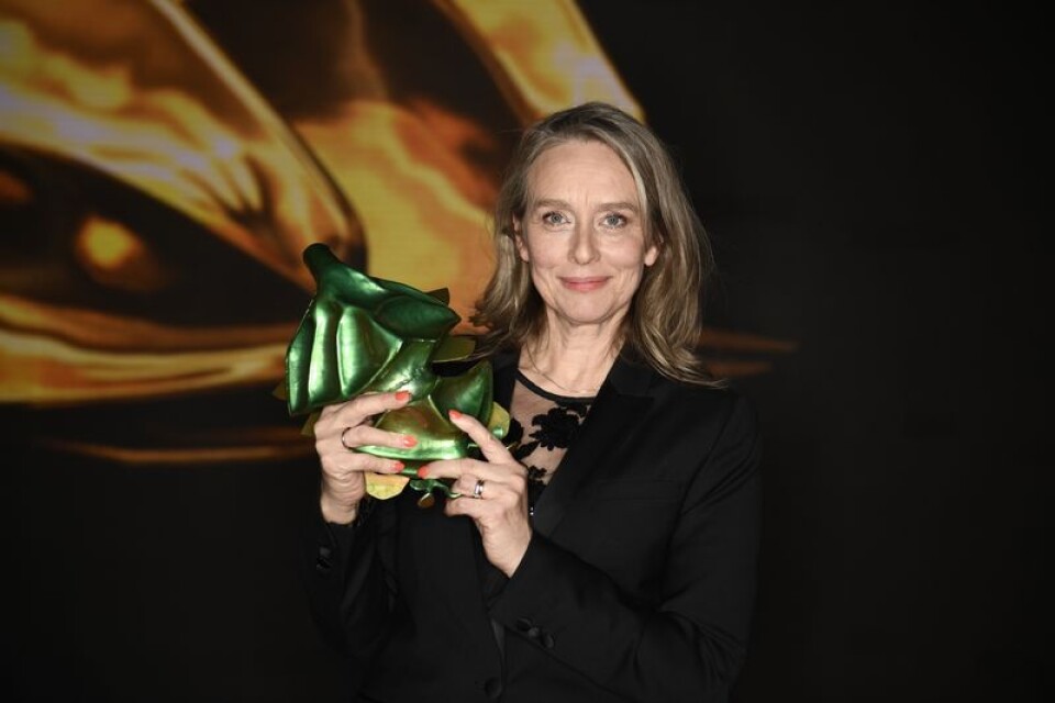 Producenten Kristina Åberg med priset för Bästa film för "The Nile Hilton incident"  efter Guldbaggegalan 2018 på Cirkus i Stockholm.