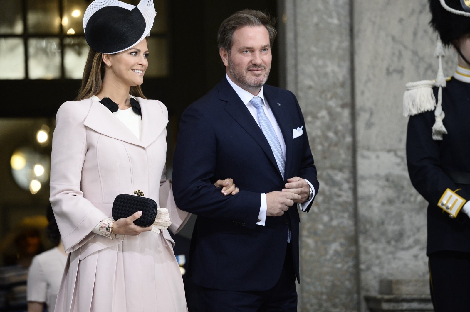 Prinsessan Madeleine och Christopher O'Neill anländer till Te Deum i Slottskyrkan i Stockholm lördagen den 30 april med anledning av högtidlighållandet av kung Carl Gustafs 70-årsdag.
Foto: Maja Suslin / TT