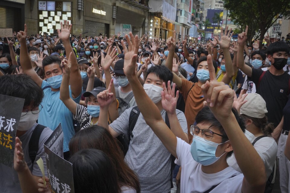 Demonstrationer mot Pekings nya säkerhetslag i Hongkong i veckan.