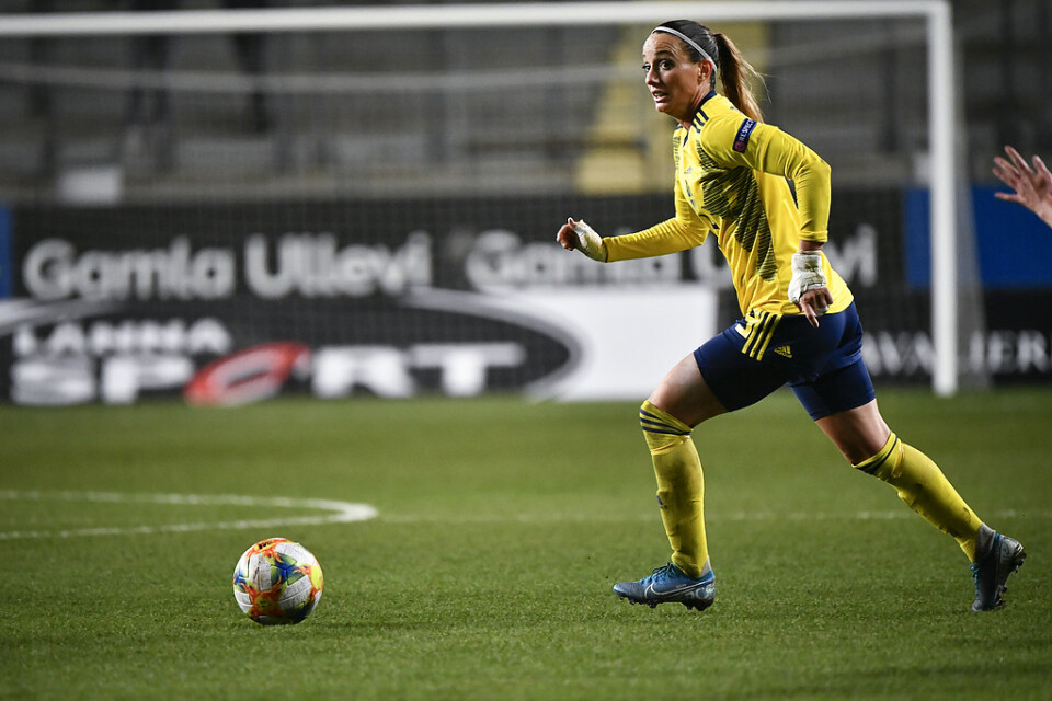 Kosovare Asllani under tisdagens EM-kvalmatch mellan Sverige och Slovakien på Gamla Ullevi.