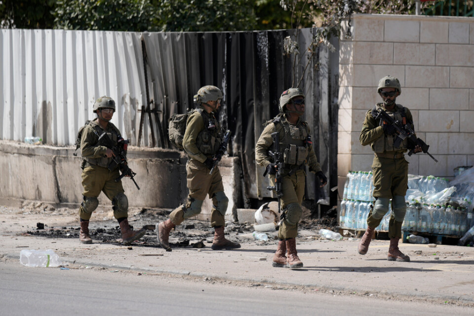 Israeliska soldater i staden Hawara, nära Nablus. Bild från tidigare i mars.