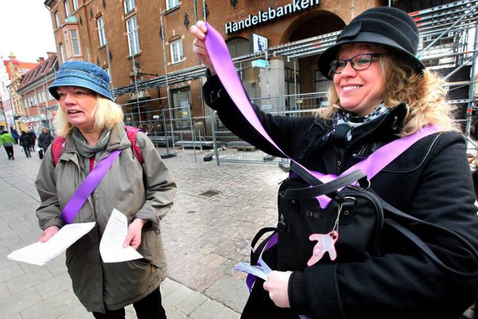 Ninjafeministerna arbetar för att uppmärksamma orättvisorna mellan könen. På Internationella kvinnodagen 2012 var Susanne Johansson och Birgitta Axelsson Edström ute i Kalmar och talade om kampanjen, Vi tar ingen skit.
