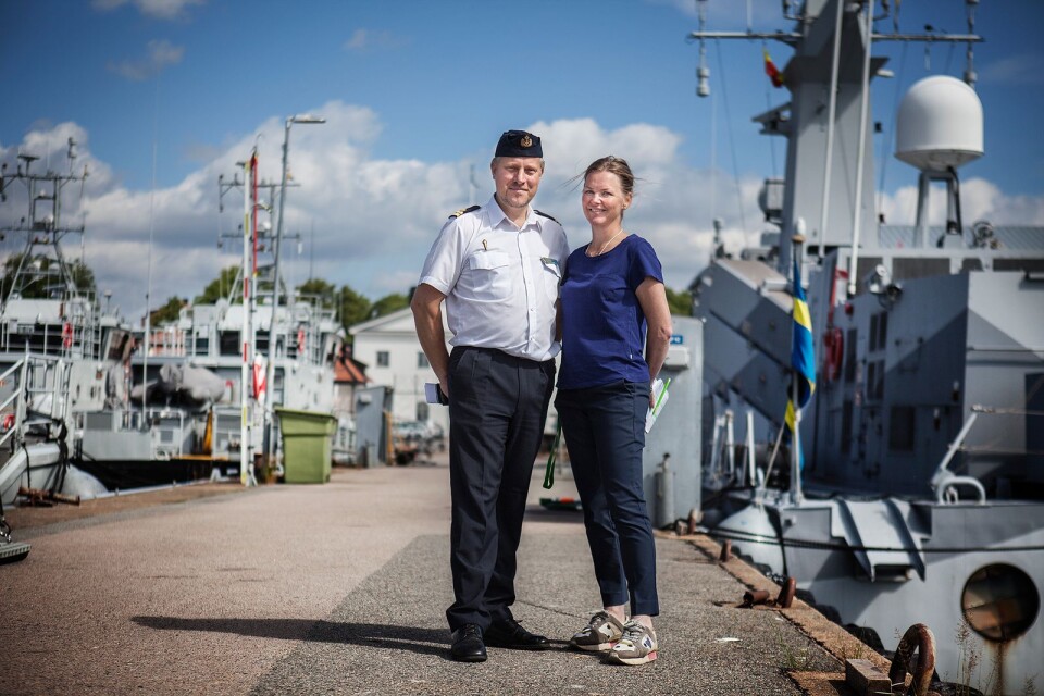 Anders Engquist, säkerhetsofficer på Marinbasen och Carolina Lorentzson Nilsson, kommunikationschef, ser fram emot årets upplaga av Marindagen.