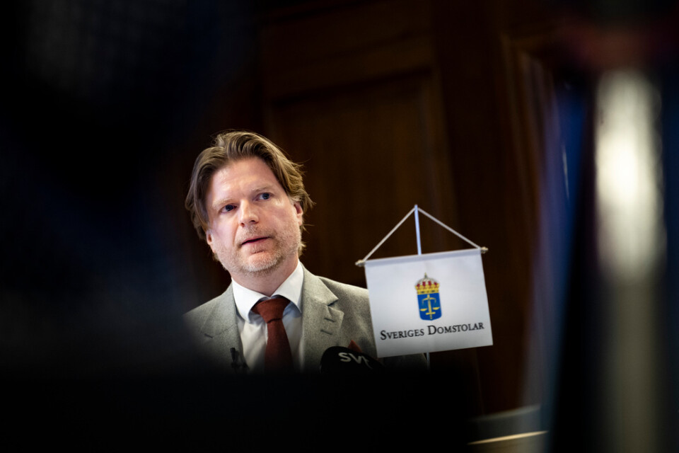 Chefsrådman Måns Wigén håller pressträff efter tingsrättsdomen den 19 januari 2023. Arkivbild.