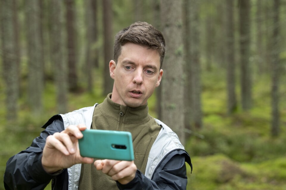 Den nya tekniken gör att vem som helst kan mäta skogen med utrustning som de redan har, förklarar Anton Holmström på Katam.