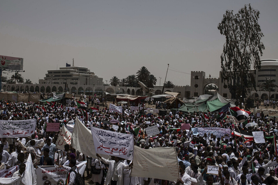 Demonstranter i Khartum under en manifestation i onsdags.