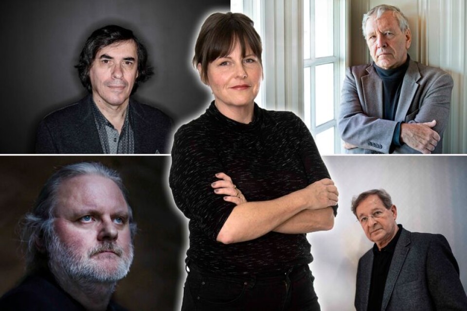 Mircea Cartarescu, Amos Oz, Jon Fosse och Peter Nadas – fyra av kandidaterna, enligt BT:s kulturchef Lena Kvist.