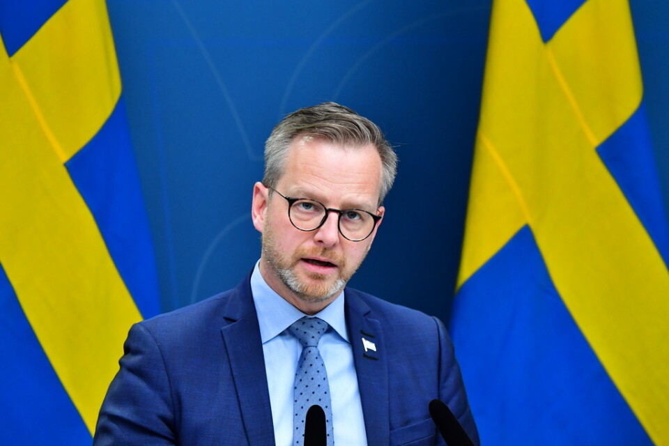 Inrikesminister Mikael Damberg (S) vid en pressträff efter ett möte i krishanteringsrådet.