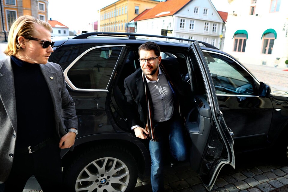 Jimmy Åkesson anländer till Kalmar.