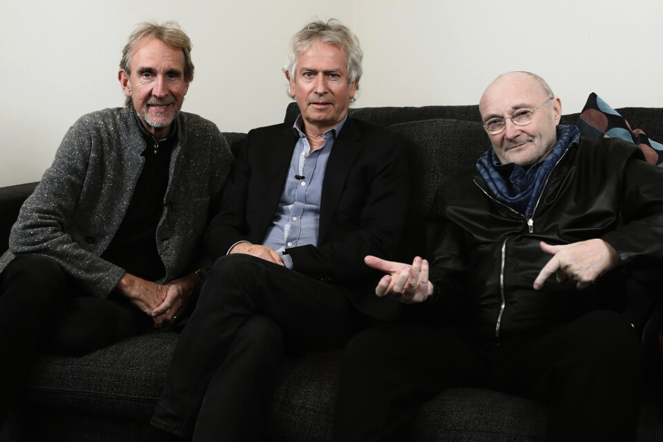 Mike Rutherford, Tony Banks och Phil Collins i Genesis. Arkivbild.