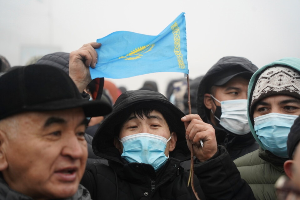 Demonstranter i Almaty den 5 januari.