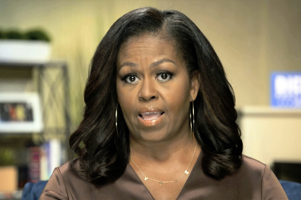 USA:s tidigare första dam Michelle Obama. Arkivbild från ett videotal i augusti.