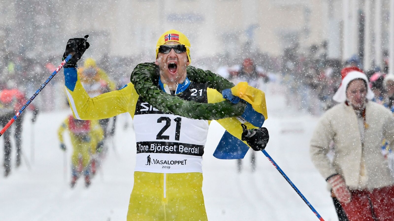 MORA 2019-03-03
Tore Bjørseth Berdal från Norge vinner Vasaloppet 2019. 
Foto Ulf Palm / TT / Kod 9110