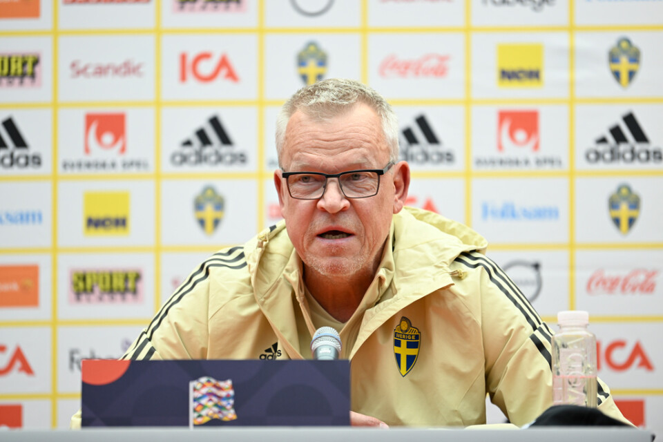 Förbundskapten Janne Andersson under fredagens pressträff med herrlandslaget på Stadion Rajko Mitic i Belgrad inför Nations League-matchen mot Serbien.