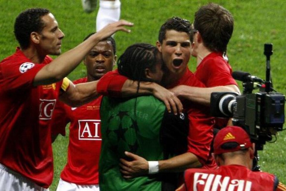 Stor glädje efter att Manchester United vann Champions league. Bild: Scanpix
