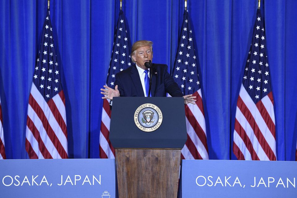 USA:s president Donald Trump vid G20-mötet i Osaka, Japan.