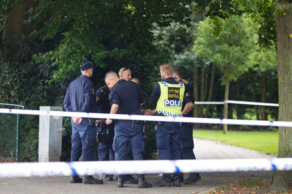Det var stort polispådrag i Trelleborg i samband med händelsen.