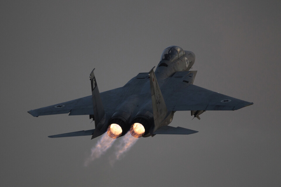 Ett israeliskt stridsflygplan av typen F-15 Eagle lyfter för uppdrag över Gazaremsan. Arkivbild.