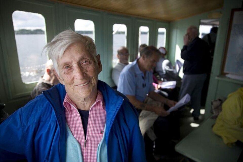 Äldst på båten var nog utan tvekan Rut Johansson Aimi som i egenskap av svärmor till ordföranden Lennart Salomonsson fick följa med på turen.