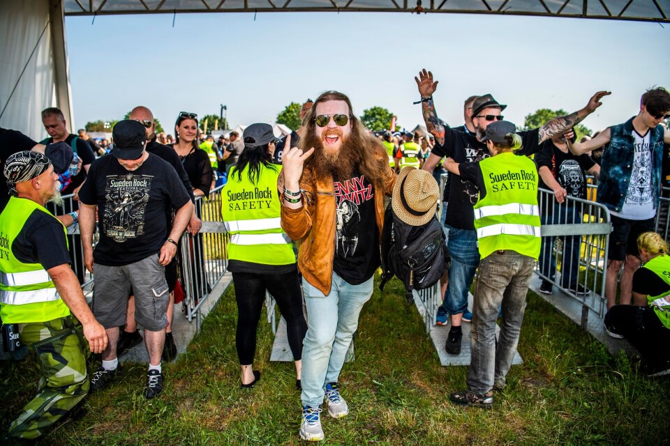Öivind Skattum Vesteng från Oslo var en av de första som kom in på årets Sweden rock festival.