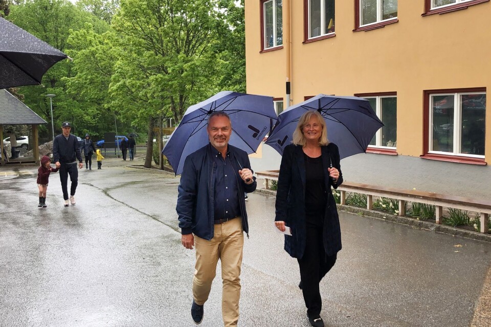 Liberalernas partiledare Jan Björklund röstar till EU-valet i Bromma.