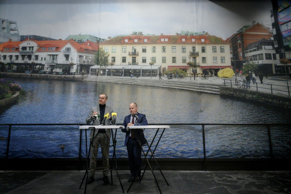 Inrikesminister Mikael Damberg (S) och justitieminister Morgan Johansson (S) håller pressträff I Borås och presenterar nyhet från 34-punktsprogrammet mot gängkriminalitet.