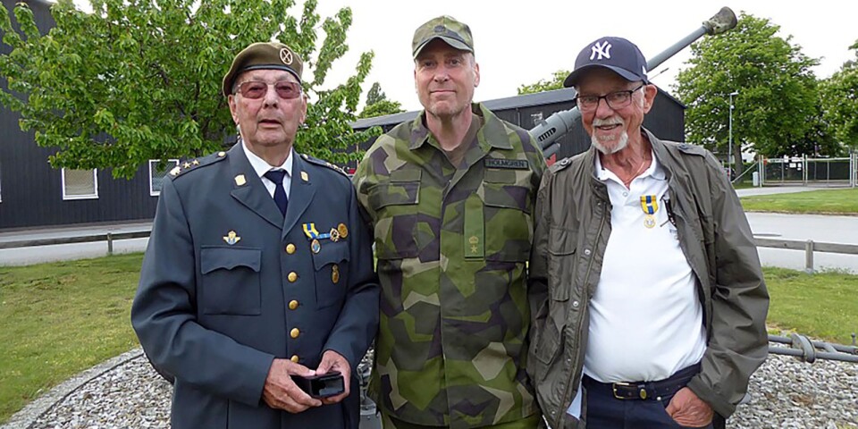 Åke Larsson, Patrik Holmgren och Robert Lindberg vid medaljutdelningen.