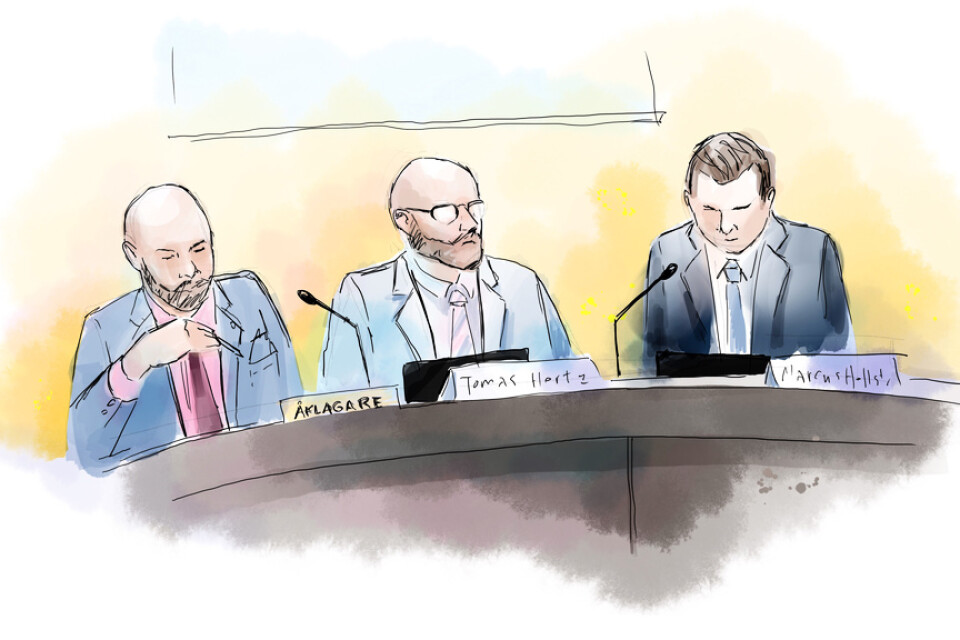 Ekobrottsmyndighetens åklagare, från vänster Carl Asterius, Thomas Hertz och Markus Hellsten.