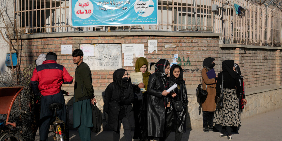 Ingången till ett universitet i huvudstaden Kabul, Afghanistan. Arkivbild.