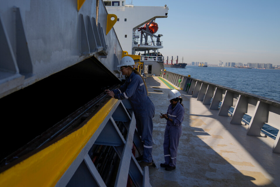 FN-personal inspekterar ett spannmålsfartyg från Ukraina i Istanbul, Turkiet, den 1 oktober. Arkivbild.