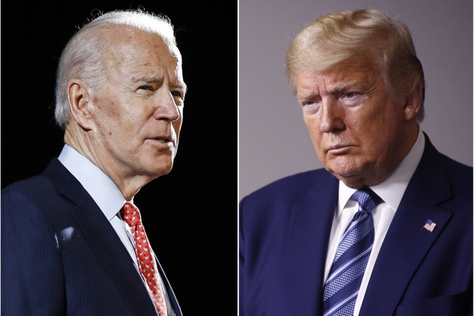 USA:s president Donald Trump, till höger, och Demokratiska partiets utmanare Joe Biden.