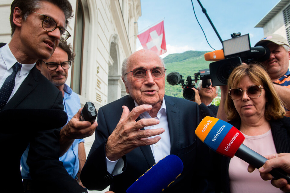 Sepp Blatter efter onsdagens rättegång.