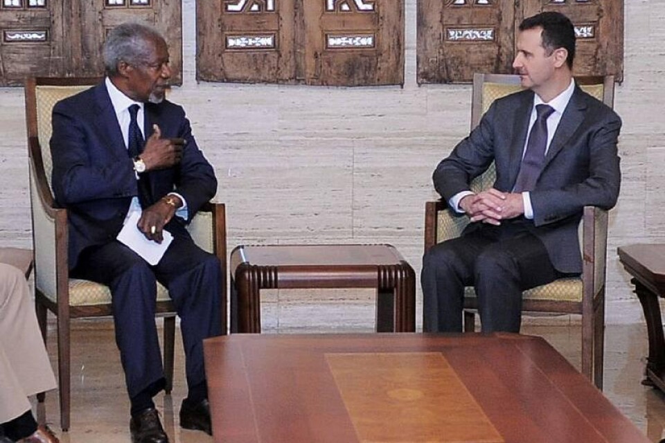 Kofi Annan och Bashar al-Assad.