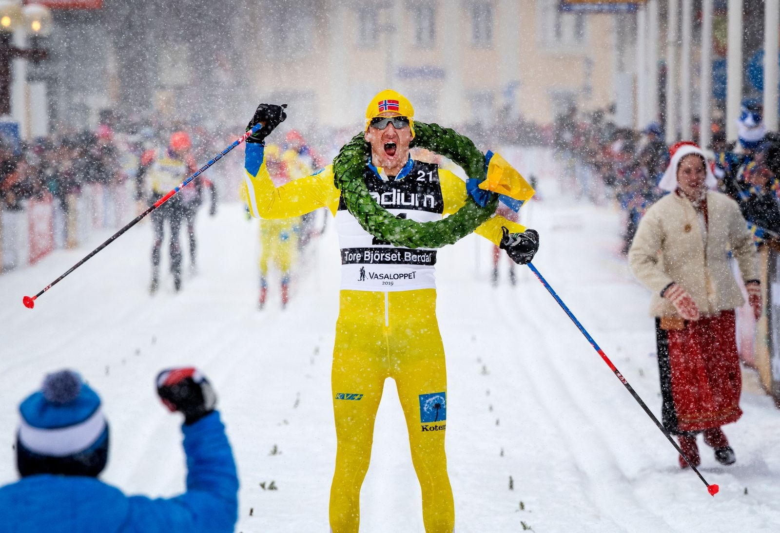 MORA 2019-03-03
Tore Bjørseth Berdal från Norge vinner Vasaloppet 2019. 
Foto Ulf Palm / TT / Kod 9110