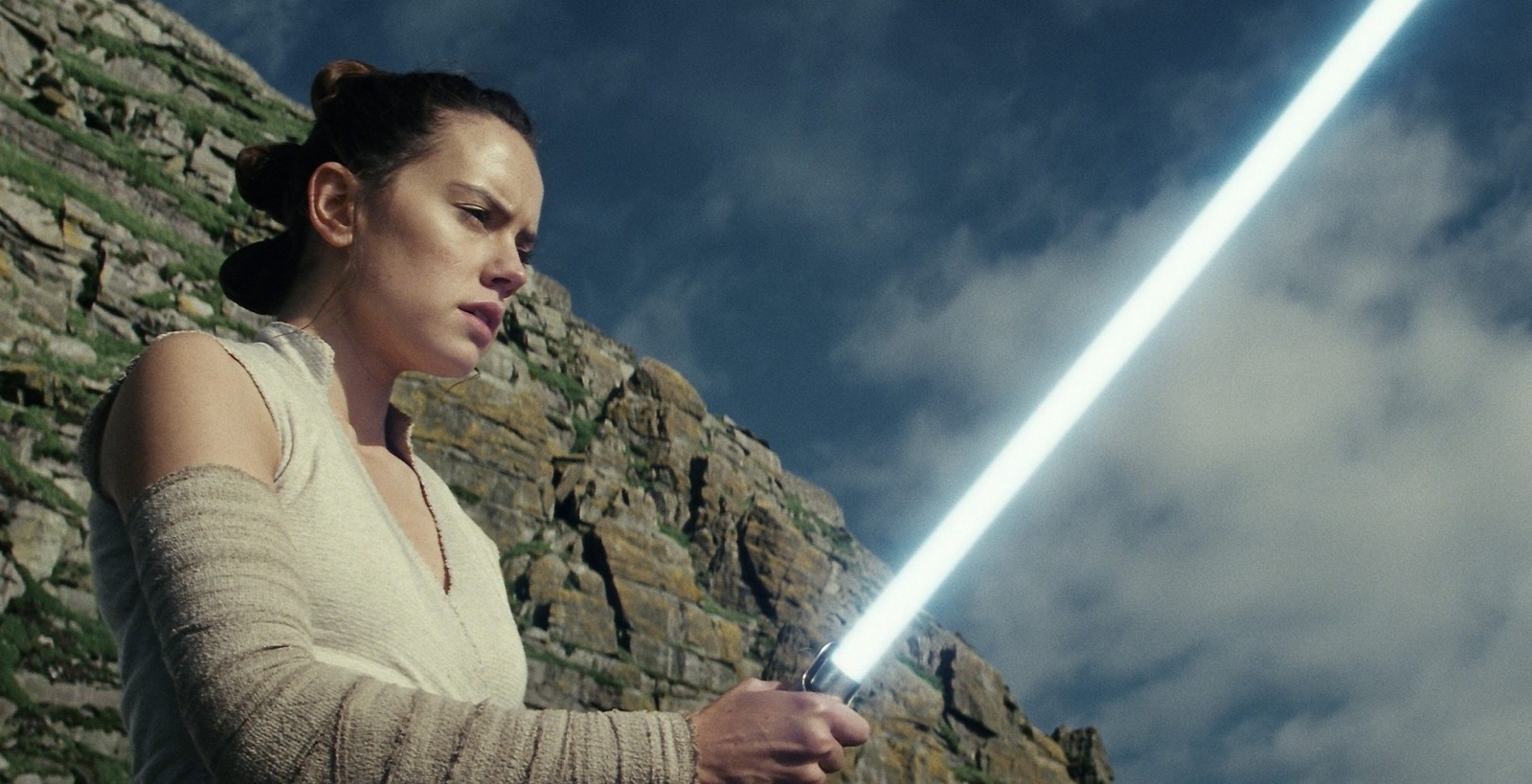 This image released by Lucasfilm shows Daisy Ridley as Rey in ”Star Wars: The Last Jedi,” in theaters on Dec. 15. (Lucasfilm via AP)