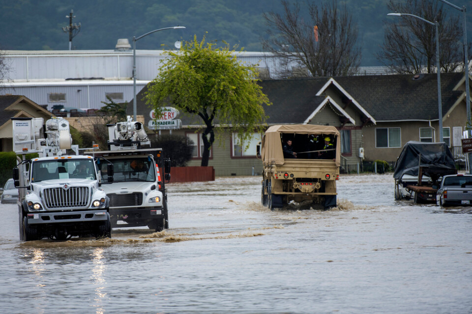Översvämning i Watsonville i Santa Cruz County i Kalifornien på lördagen.
