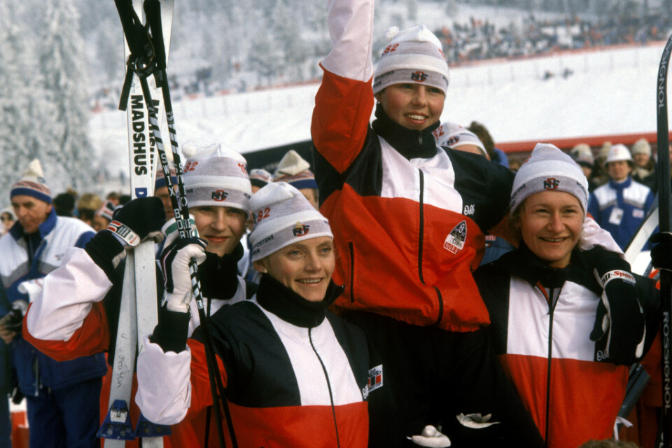 De norska längdskiddamerna tog fyra guld under VM 1982. Arkivbild.