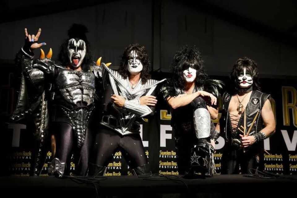 Kiss på presskonferensen strax innan de gick upp på scen, Sweden rock festival 2013.