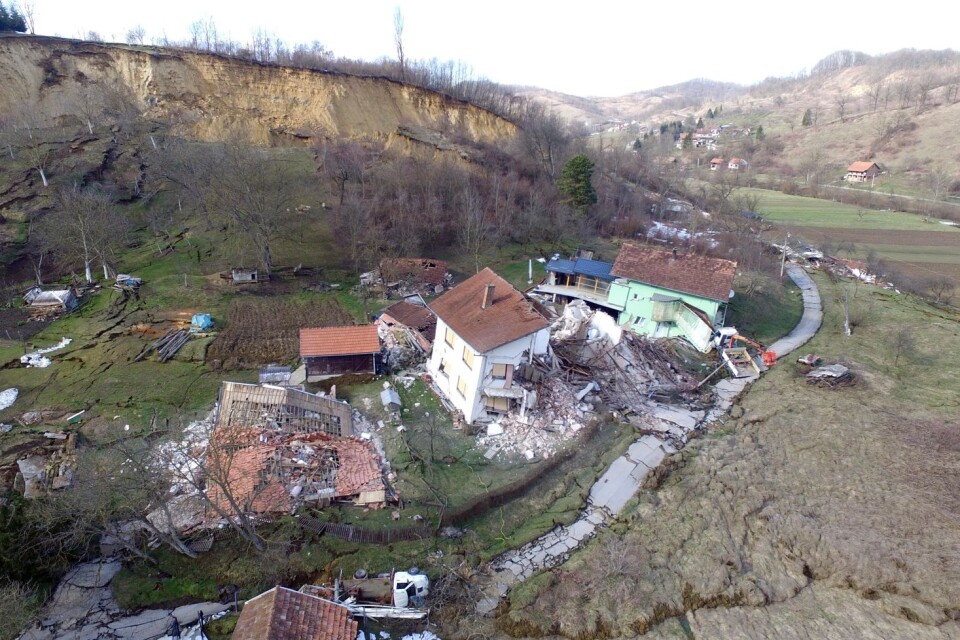 Smältvatten orsakade ett jordskred i Kostajnica i centrala Kroatien tidigare i veckan.