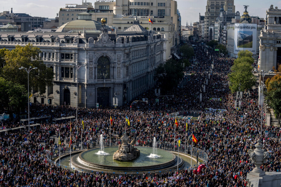 Den stora demonstrationen i centrala Madrid på söndagen.