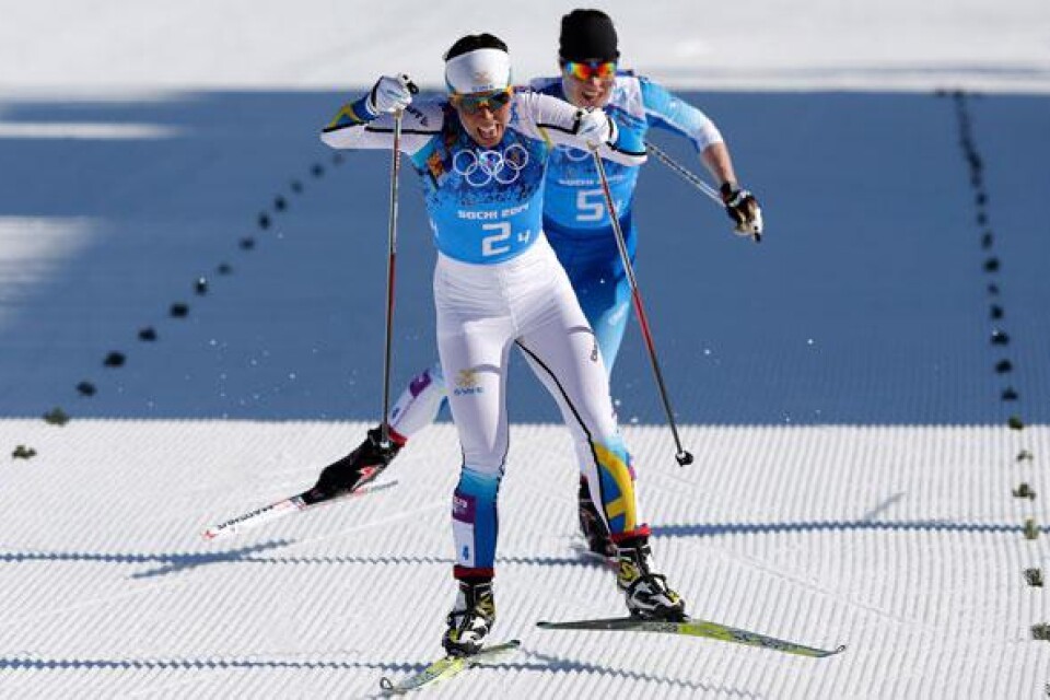 Charlotte Kalla avslutade stafetten som gav Sverige det första OS-guldet.